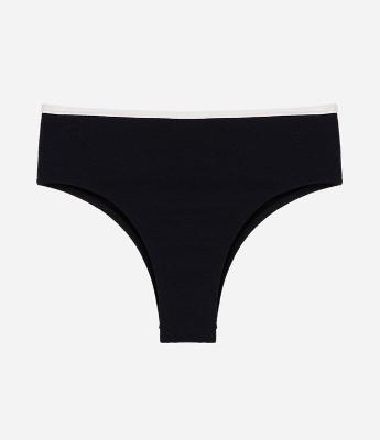 Biquini Calcinha Hot Pants em Crepe com Viés Contrastante