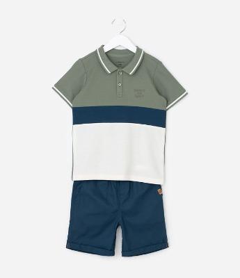 Conjunto Infantil em Piquet com Recorte Bicolor - Tam 1 a 6 Anos