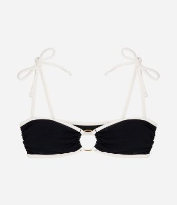 Biquíni Top Bandeau em Crepe com Viés Contrastante e Aviamento