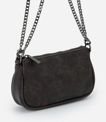 Bolsa Transversal Pequena em PU com Alça em Corrente