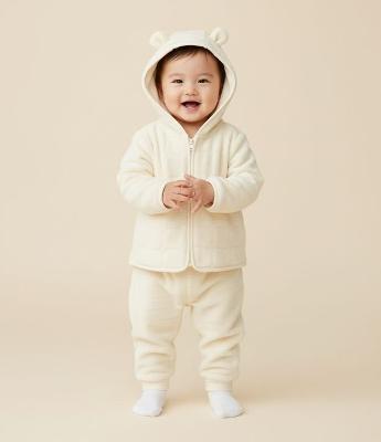 Conjunto Infantil Texturizado com Capuz e Calça – Tam RN a 18 Meses