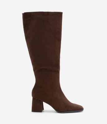 Bota Cano Longo em Suede com Bico Quadrado