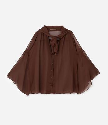 Blusa Manga Longa em Crepe com Amarrações Curve & Plus Size