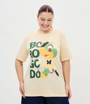 Camiseta Alongada com Estampa Zé Carioca Borogodó Curve & Plus Size