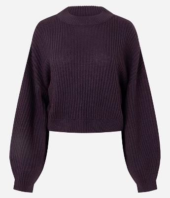 Blusa em Tricô com Gola Alta e Manga Ampla