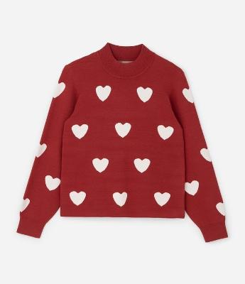 Casaco em Tricô Jacquard de Corações Curve & Plus Size