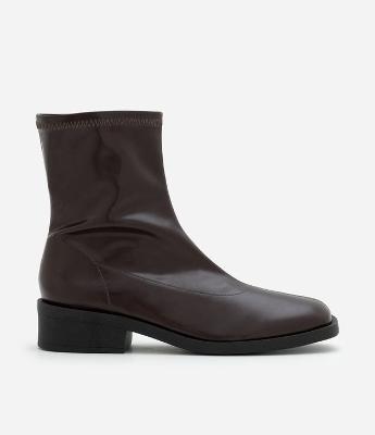 Bota Sock Boots em PU com Salto Bloco