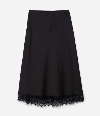 Saia Midi Acetinada com Renda na Barra Curve & Plus Size