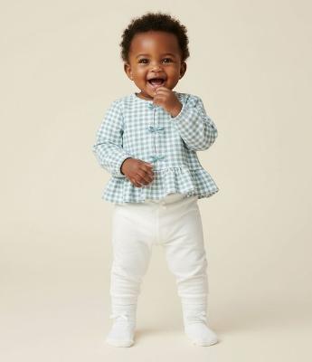 Camiseta Infantil Xadrez com Laços Aplicados – Tam 0 a 18 Meses