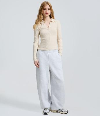 Blusa Manga Longa em Tricô com Gola Polo Ajustada
