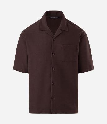 Camisa Manga Curta Oversized com Bolso em Moletom