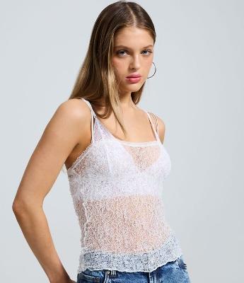 Blusa de Alcinha Dupla em Renda Texturizada
