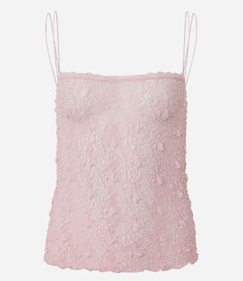 Blusa de Alcinha Dupla em Renda Texturizada