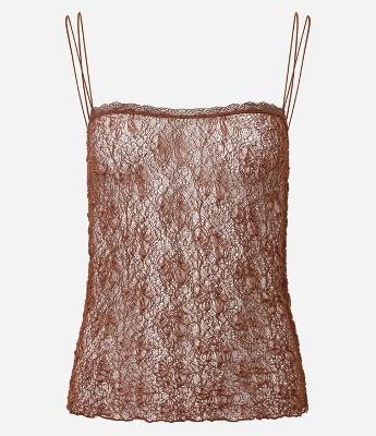 Blusa de Alcinha Dupla em Renda Texturizada