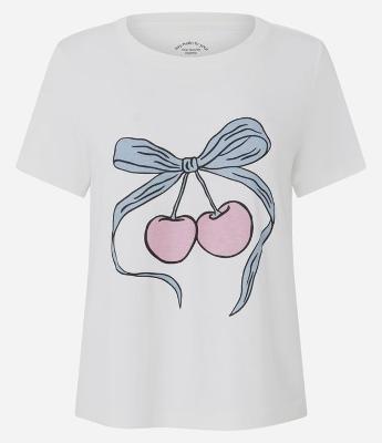 Blusa de Pijama em Viscolycra com Estampa de Cereja