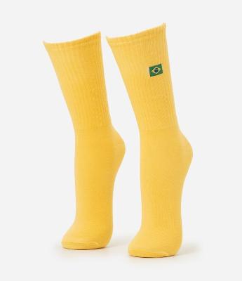 Meia Cano Longo Geométrica com Bandeira do Brasil