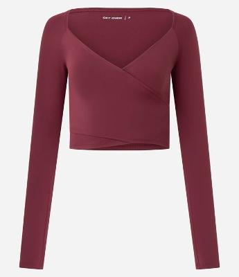 Camiseta Esportiva Cropped em Microfibra com Frente Transpassada