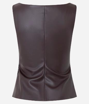 Blusa Peplum Tomara que Caia em PU com Recortes Estruturados