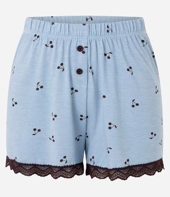 Short de Pijama em Viscolycra com Estampa de Cerejas