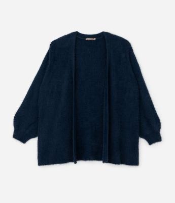 Cardigan Alongado em Tricô Retilíneo Curve & Plus Size