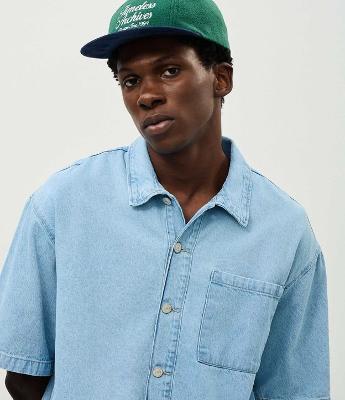 Camisa Jeans Manga Curta Boxy