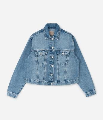 Jaqueta Jeans Cropped com Termocolante Incolor Curve & Plus Size