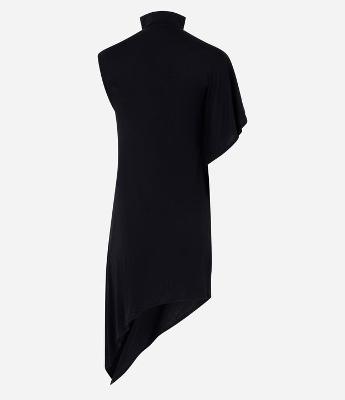 Blusa com Ponta Assimétrica e Gola Alta