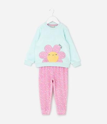 Pijama Infantil Longo com Estampa Floral – Tam 2 a 4 Anos