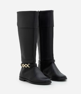 Bota Infantil Montaria com Detalhe Metálico e Cano Alto – Tam 26 a 35
