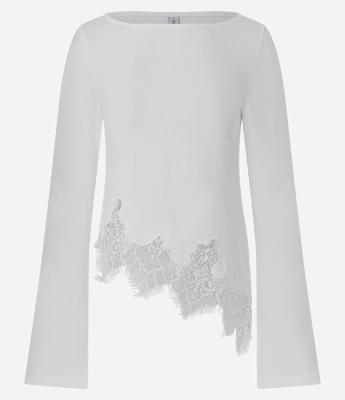 Blusa em Algodão com Barra Assimétrica Rendada