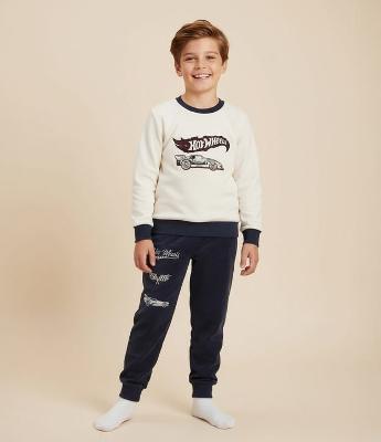 Pijama Infantil Longo com Estampa Hot Wheels – Tam 3 a 10 Anos