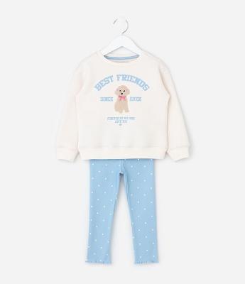 Conjunto Infantil Casaco e Legging com Estampa Cachorro – Tam 1 a 6 Anos