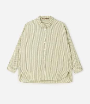 Camisa Listrada em Tricoline Curve & Plus Size