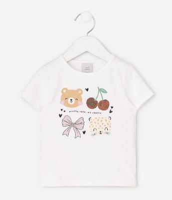 Blusa Infantil em Cotton com Estampa de Bichinhos - Tam 1 a 6 Anos