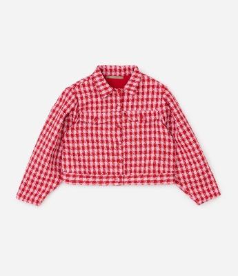 Jaqueta em Tweed com Estampa Pied de Poule Curve & Plus Size