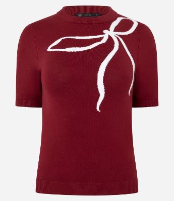 Blusa Regular em Tricô com Estampa de Laço