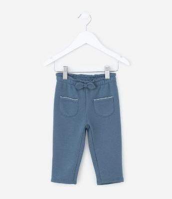 Calça Infantil em Moletom com Felpa e Laço na Cintura – Tam 0 a 18 Meses