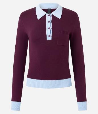 Blusa em Tricô com Gola Polo e Decote com Abotoamento