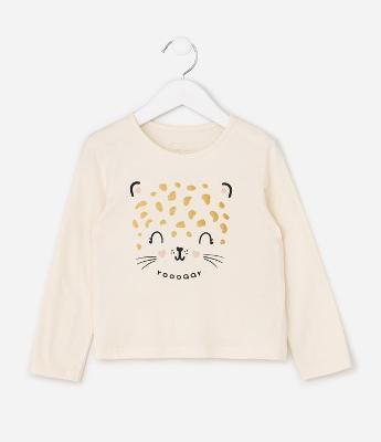 Blusa Infantil em Algodão com Estampa Animal Print - Tam 1 a 6 Anos