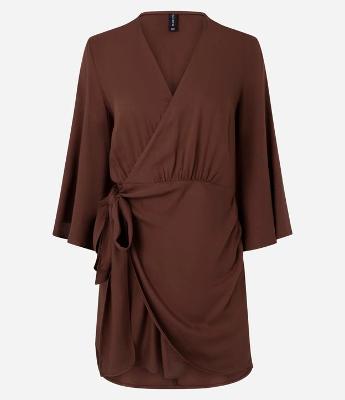 Vestido Curto em Crepe com Transpasse e Amarração
