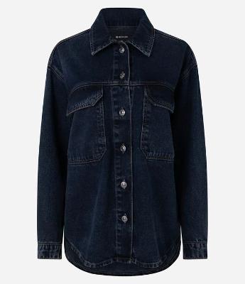 Jaqueta Overshirt em Jeans com Bolsos Frontais