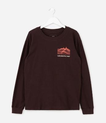 Camiseta Manga Longa Texturizada com Bordado - 5 a 14 Anos