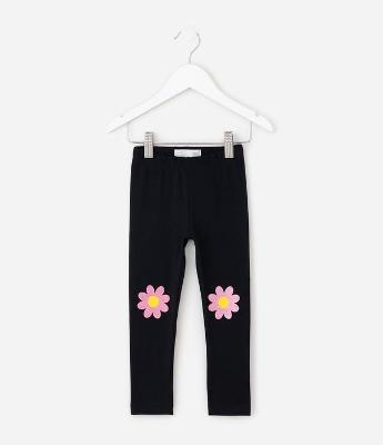 Calça Infantil Legging com Flores nos Joelhos – Tam 1 a 6 Anos