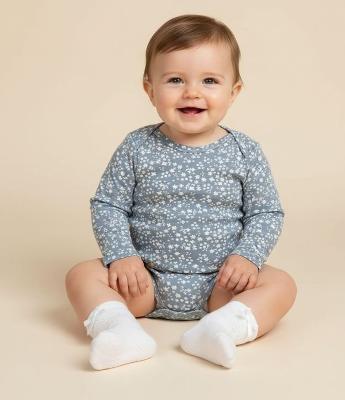 Body Infantil Manga Longa com Estampa Floral Liberty – Tam 0 a 18 Meses