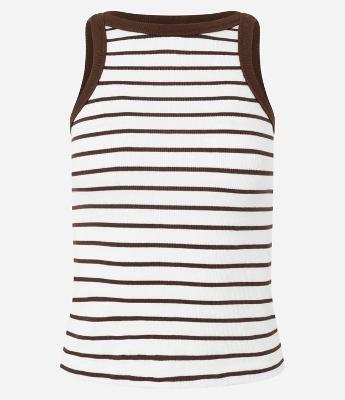 Blusa Listrada em Algodão com Viés Constrastante
