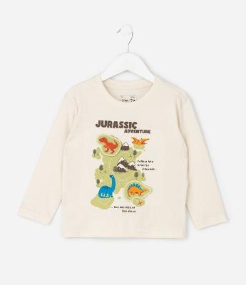 Camiseta Manga Longa Dinossauro Interativa - 1 a 6 Anos