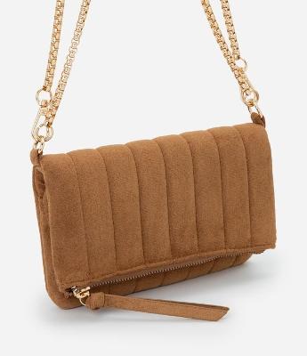 Bolsa Transversal Pequena em Suede Texturizado