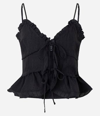 Blusa de Alcinha em Cotton com Amarração Frontal e Babados