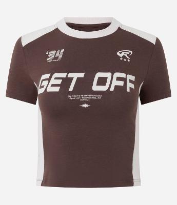 Camiseta em Algodão com Estampa College e Lettering Get Off