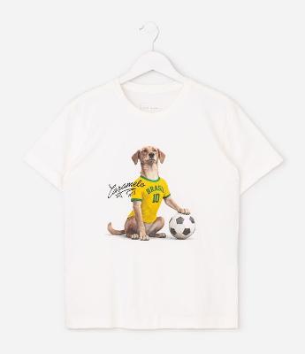 Camiseta Infantil com Estampa Cachorro Caramelo do Brasil – Tam 5 a 14 Anos